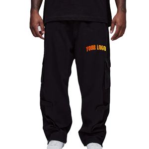 OEM/ODM 100% pantalones de chándal de algodón para hombre personalizado 3D puff impreso Logo Color negro sólido Streetwear pantalones de chándal para hombre - Product Image 1