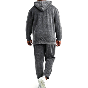 Survêtement d'hiver pour homme de qualité supérieure, effet délavé, 100 % coton, respirant, léger, à capuche, service OEM pour le sport et le jogging - Product Image 2