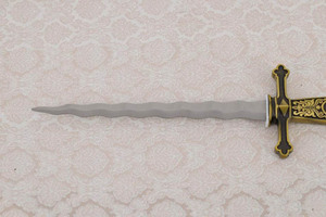 Épée maçonnique de qualité supérieure Tyler Master Mason, lame en acier Damas, étui en cuir noir argenté, poignée en laiton, fourreau, personnalisable OEM - Product Image 2