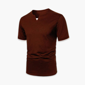 Las últimas camisetas de sarga sólida de calle alta con cuello en V de manga corta para hombre, 240 gramos, ropa de vacaciones informal en blanco para adultos - Product Image 2