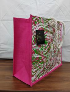 Bolsa de compras con cierre de cremallera de yute elegante de primera calidad, bolsa reutilizable ecológica hecha en India - Product Image 2