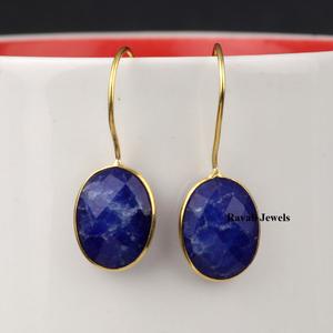2025 Summer Design 925 Sterling Silver Natural Sodalite Gemstone 18K <b>Gold</b> Plated <b>Dangle</b> <b>Earrings</b> for Women Wedding Party Gift - Product Image 6