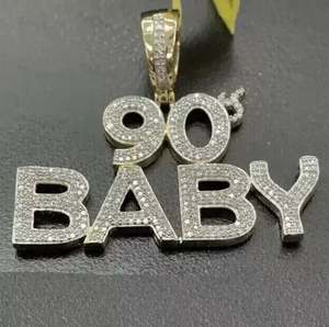 Personalizado 14K chapado en oro amarillo 3 piezas corte Real Moissanite fino colgante delicado joyería de plata esterlina diamante encanto para fiestas - Product Image 3