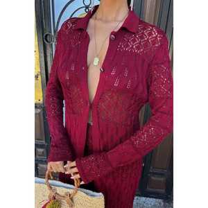 ชุดคาร์ดิแกนลูกไม้ฉลุลายบริดเจ็ต รุ่น 9881 ระบายอากาศได้ดี ทรงยาว - Product Image 5