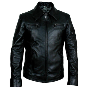 Chaqueta de cuero OEM personalizada a prueba de viento Slim Fit Casual Street Wear Moda elegante Chaquetas de cuero de piel de oveja originales y genuinas - Product Image 5