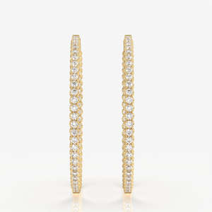 Boucles d'oreilles créoles en or 18 carats avec diamant de laboratoire taille ronde, grand diamant pour un look élégant - Product Image 1