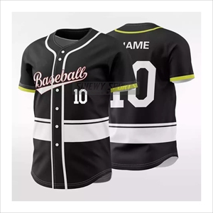 เสื้อเบสบอลพิมพ์ลายโลโก้ตามสั่ง เนื้อผ้าโพลีเอสเตอร์ 100% ระบายอากาศได้ดี ยืดหยุ่น  งานพิมพ์ดิจิตอลแบบระเหิดสี  ชุดกีฬา - Product Image 5