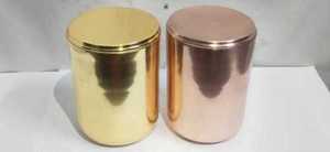 Vase rond de luxe en métal sans couture récipient à bougie en verre personnalisé en or et or rose pour la décoration de la maison - Product Image 3