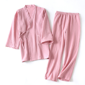 100% Cotton Soft and Light Weight Long Sleeve Muslin <b>Pajamas</b> Two-piece <b>Set</b> Sleepwear <b>for</b> <b>Men</b> - Product Image 2