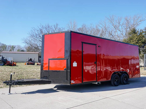 8.5 x 20 Red V-Nose mobile food truck with Blackout Trim Vending for sale - Product Image 3