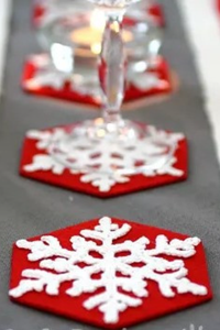 Posavasos de copos de nieve de alta calidad, último diseño de Navidad rojo de moda a la venta - Product Image 3