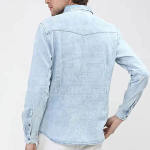 Chemise en jean pour homme, légère, à manches longues, chemise en jean bleu classique pour homme, chemise décontractée pour soirée - Product Image 3
