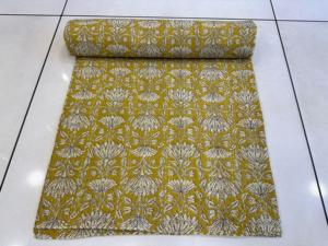 Handmade Bohemian Kantha <b>Quilted</b> <b>Bedspread</b> Unique Design Cotton Blanket with Hand Block Print Home Use-Gudari Kantha - Product Image 3