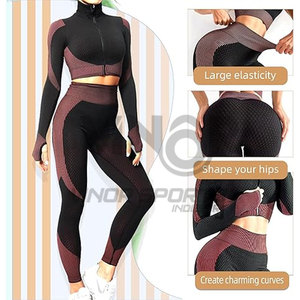 Ensemble de tenues d'entraînement sans couture 3 pièces pour femmes survêtement de sport de yoga avec leggings soutien-gorge de sport extensible entraînement de gymnastique de fitness - Product Image 6