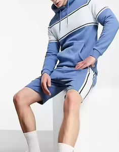 Conjunto de Sudadera con Capucha y Pantalones Cortos para Hombre con Impresión de Logotipo Personalizado, Atuendo Cómodo de Dos Piezas, Perfecto para Ropa de Gimnasio, Entrenamiento y Uso Casual - Product Image 1