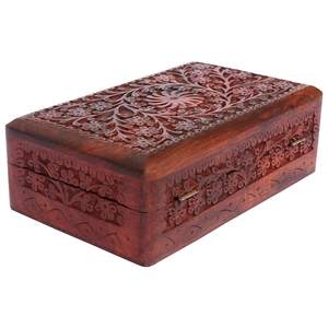Wooden <b>Box</b> Home & Decor Handmade Wooden Rectangular Carving Intricate Carvings Calvin Handicraft - Product Image 2
