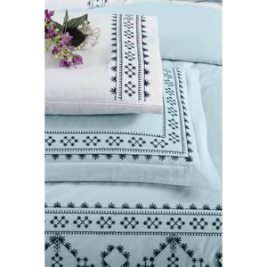 Parure de lit de luxe 6 pièces en satin de coton taille King XL, brodée, motif géométrique, housse de couette, drap-housse et taies d'oreiller pour usage domestique - Product Image 2