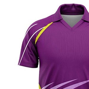 Ensemble polo et pantalon de survêtement personnalisé, design violet et jaune, respirant, séchage rapide, vêtements de sport, uniforme d'équipe - Product Image 2