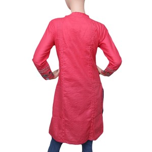 Women's Embroidered Cotton <b>Kurti</b> - Pink - Product Image 2