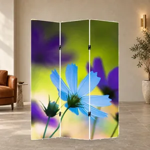 ฉากกั้นผ้าใบพับได้สองด้านลายดอกบลูคอสมอส - Product Image 3