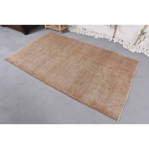 Tapis en laine marron classique moderne de 3.9x6.6 pieds, motif patchwork fait à la main avec support en latex pour adolescent, salon ou couloir - Product Image 2