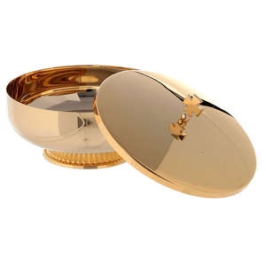 Hiện đại tôn giáo thủ công vàng mạ đồng thau ciborium bát với bóng đánh bóng và qua Top thanh lịch Nhà thờ tàu cho Thánh Hiệp thông - Product Image 4