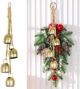 Adorno de Navidad con campana colgante de Metal para decoración de árboles, decoración navideña de estilo Vintage para el hogar, la Oficina y los eventos - Product Image 3