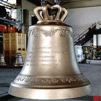 Campana Italiana de Bronce Decorada a Medida, Escultura Religiosa para Exteriores, 120 kg, 35 cm de Diámetro, Modelo para Edificio Público, Logotipo Personalizado Fundido