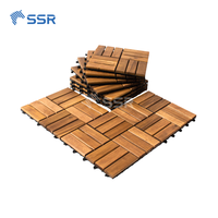 Einfach zu installierende 12 Lamellen Interlocking Acacia Wood Decking Fliesen 300x30MM Effiziente Entwässerung Verwendung für drinnen und draußen