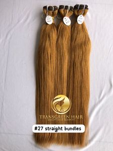 <b>Top</b> Best Quality 22" # 27 Color Straight Wholesale's Bundle's Raw Indian Temple Direct From India Machine Double Weft Human Hair - Product Image 5