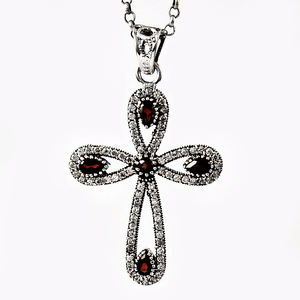 Produit de vente chaude Look extrême 925 argent Sterling grenat CZ croix pendentif conception personnalisée fabricant de bijoux exportateur indien - Product Image 2