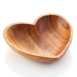 Bol de service en bois élégant en forme de cœur bols en bois naturel de forme unique pour la maison hôtel restaurant - Product Image 1