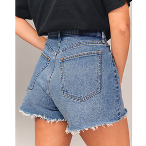 Pantalones cortos de mezclilla azul de algodón Premium para mujer, pantalones vaqueros sexis de cintura alta, ropa de moda informal de verano - Product Image 4