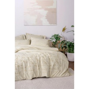 Cotton Box Linen Double Duvet Cover <b>Set</b> with Plant Pattern for Home Use - Product Image 1