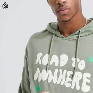 เสื้อฮู้ดแฟชั่นโอเวอร์ไซส์สำหรับผู้ชายเสื้อมีฮู้ดพิมพ์ลายพัฟเสื้อผ้าฝ้ายสไตล์สตรีทแวร์ผ้าคอตตอนดีไซน์สีพื้นแบบลำลองสำหรับ100% ออกแบบได้เองฤดูหนาวของผู้ชาย - Product Image 3