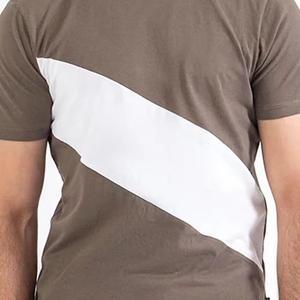 Chemise d'été en tricot 100% coton pour hommes, coupe ajustée, respirante, séchage rapide, manches courtes, col rond, couleur unie. - Product Image 5