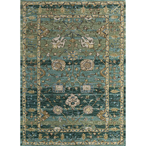 Alfombra de Lana Tejida a Mano Mythos Green con Diseño Floral, Rectangular de 9x12, 10 mm, para Sala de Estar, Pasillo, Modelo Tla-4063, Alfombras Jaipur ZA - Product Image 1