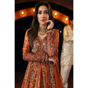 Nureh jhoomro ชุดแต่งงาน zardozi NL-80ทรงเอไลน์สง่างามปักลายด้วยมือยาว 'edit'26สำหรับ Bride-TC-1631มุสลิม - Product Image 3