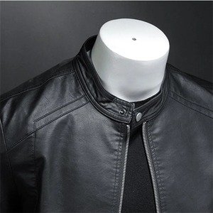 Veste décontractée pour homme en cuir véritable, col montant, couleur unie, tendance automne 2025, nouvelle mode, ample, confortable, grande taille - Product Image 6