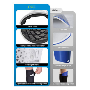 Espinilleras de fútbol para niños y adultos, mangas con inserto mejorado, equipo protector de bolsillo para fútbol para niños, niñas y hombres - Product Image 3