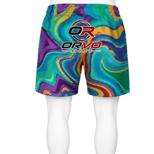 ORVO SPORTS Men's Heat-Transfer Printed Board <b>Shorts</b> Quick Dry Mid Waist Drawstring <b>Swimwear</b> <b>Short</b> Length Polyester/Cotton - Product Image 4