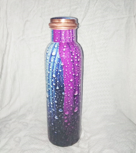 Nouvelle bouteille d'eau en cuivre à motifs floraux disponible en différents designs avec un travail d'impression incroyable Meilleure qualité Grossiste d'Inde - Product Image 3