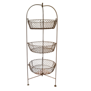 Panier à fruits en fil métallique en fer forgé, forme ovale, grande taille, pour le rangement des jouets et des vêtements des enfants, avec 3 niveaux - Product Image 2