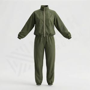 Conjunto Deportivo Cortavientos para Mujer, Manga Larga, Cierre Frontal, Cintura Elástica, de la Mejor Calidad, Resistente al Viento, para Gimnasio, Fitness y Actividades al Aire Libre - Product Image 1