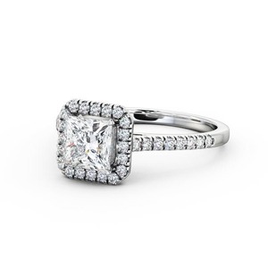 Anillos de Compromiso de Boda Personalizados de 14K Chapados en Oro IGI Certified Lab Grown Princess Cut Halo Diamond Art Deco - Product Image 5