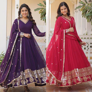 Último Modelo de Kurti Premium con Estampado Floral y Dupatta, Estilo Formal para Fiesta, Corte Holgado, Atractivo Trabajo de Lentejuelas Bordadas - Product Image 1