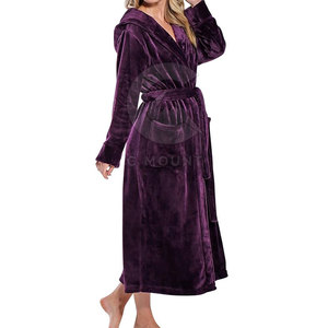 Ropa de descanso de verano para mujer, albornoz de lana Coral, albornoz transpirable personalizado para mujer, albornoz de Color sólido para mujer - Product Image 3