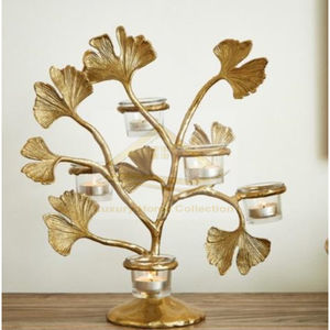 Diseño de hojas de Metal atractivo hogar decorativo portavelas contenedor de cera y tarro artesanías de Metal de la colección de lujo para el hogar - Product Image 1