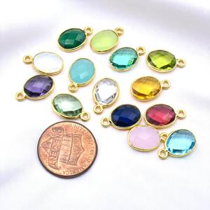 Pequeño facetado amatista piedra preciosa ovalada encanto colgante bisel piedra encantos DIY encontrar joyería - Product Image 2