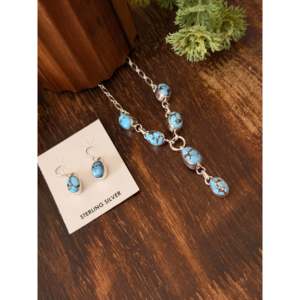 Ensemble de bijoux Shirley Henry, collier Lariat en turquoise Golden Hills et argent sterling - Product Image 3